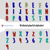 Stylized playful alphabet and numbers