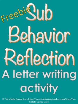 Preview of Sub Behavior Reflection - Freebie