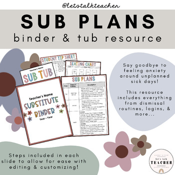 Preview of Sub Binder & Tub Resource | Calm Boho Theme