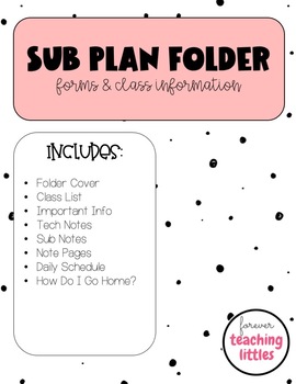 Preview of Sub Folder | Back to School | Classroom Management | Teacher Forms | EDITABLE