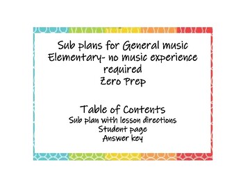 Preview of Sub Lesson plan General music Little Amadeus part 1 no prep/music experience