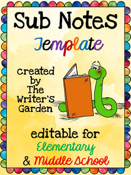 Sub Notes EDITABLE Template by The Writer #39 s Garden TPT