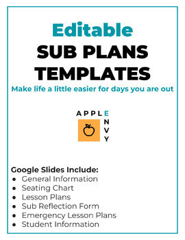 Preview of Sub Plan Binder Templates for Secondary Teachers-EDITABLE