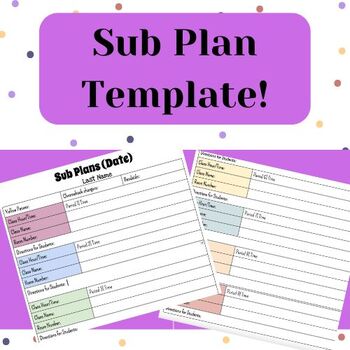 Preview of Sub Plan Template