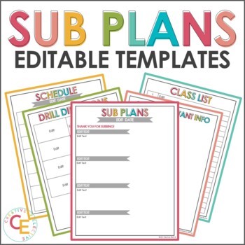 Sub Plan Template by Creatively Elective TPT