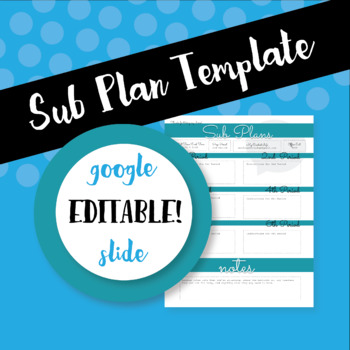 Preview of Sub Plan Template - Google Slide Editable