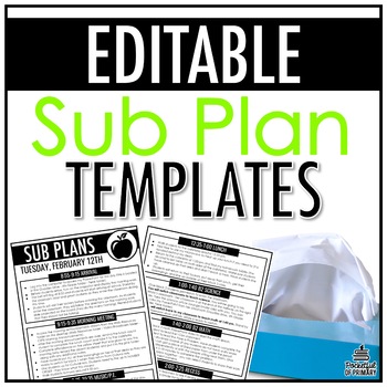 Preview of Sub Plan Templates | EDITABLE