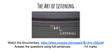 Sub Plan: The Art of Listening (Short Film & Questions)