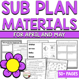 Sub Plans 1st Grade Printable Materials April and May