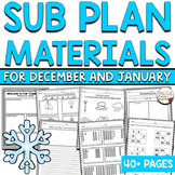 Sub Plans 1st Grade Printable Materials December and January
