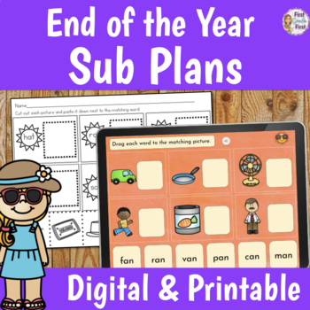Preview of End of the Year Activities Sub Plans for Kindergarten