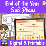 End of the Year Activities Sub Plans for 2nd Grade
