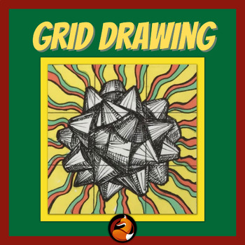 Preview of Art Sub Plans Bow Grid Drawing for Beginners Middle or High School Art