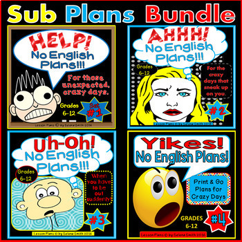 Preview of Emergency English Sub Plans: All 4 Sets Bundled - Middle School & High School