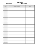 Sub Plans Fillable Template (Digital or Printable)