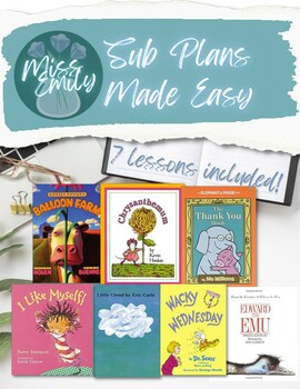 Preview of Sub Plans Made Easy - 7 pack - Literacy/Writing/SEL/Craft Emergency Sub Plans