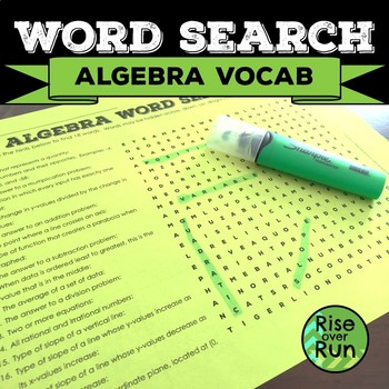 Preview of Math Word Search with Algebra Vocabulary for Sub Plans