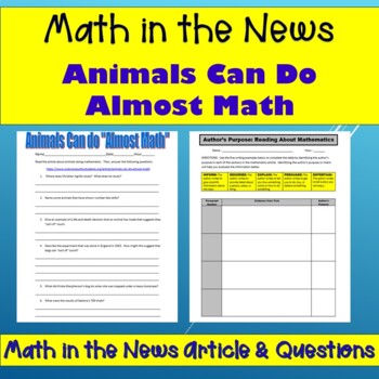 Preview of Math In the News:  Animals Can do "Almost" Math--Sub Plans--Digital Learning