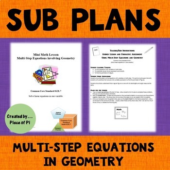 Preview of Emergency Sub Plans Algebra Multi Step Equations Guided Notes Homework