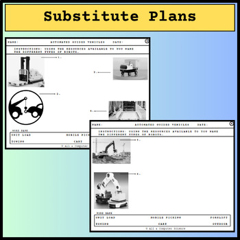 Preview of Sub Plans | No Prep | STEM | Computer Science | Engineering | AGV Robots