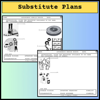 Preview of Sub Plans | No Prep | STEM | Computer Science | Engineering | AM Robots