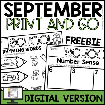 Preview of Sub Plans | Review Worksheets | FIRST GRADE Print and Go SEPTEMBER FREEBIE