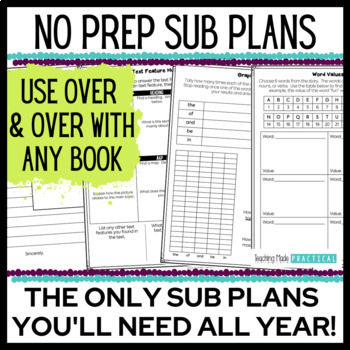 Preview of No Prep Emergency Sub Plans - Substitute Activities 3rd, 4th, 5th Grade Teachers
