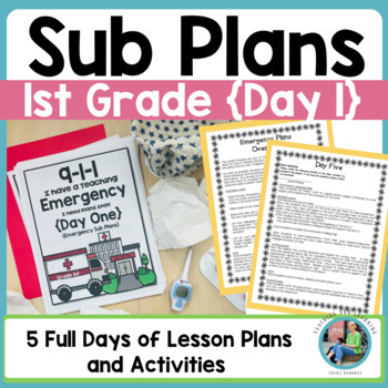 Preview of Sub Plans First Grade No Prep Sub Plans 1st Grade Emergency Sub Plans Day 1