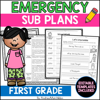Preview of 1st Grade Sub Plans