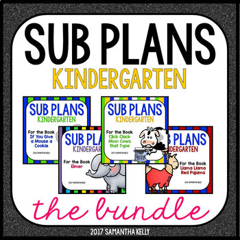 Preview of Sub Plans for Kindergarten | Emergency Substitute Plans | Book Themed