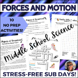 Force & Motion Activities Middle School Science Sub Plans 