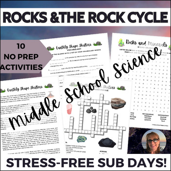 Preview of Rocks, Minerals & The Rock Cycle Activities Middle School Science Sub Plans
