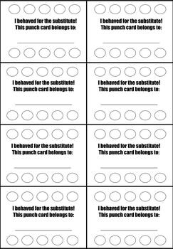 Sub Punch Card - Behavior Incentive by Jessica Popperwill | TPT