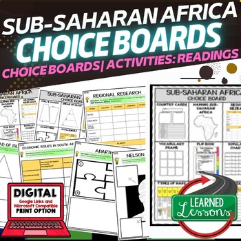 Preview of Sub Saharan Africa Activities Choice Board, Digital Distance Learning & Print