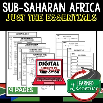 Preview of Sub-Saharan Africa Geography Outline Notes, Africa Bullet Notes, Unit Review
