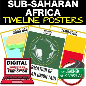 Preview of Sub-Saharan Africa Timeline Posters and Activity Pages Print and Google