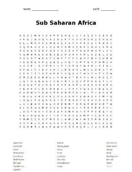 Preview of Sub Saharan Africa - Word Search