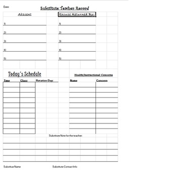 Preview of Sub Teacher Form