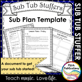 Music Sub Tub Stuffers: Music Sub Plan Template - Substitu