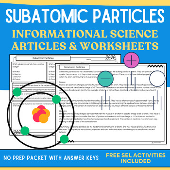 Preview of Subatomic Particles & Isotopes: Informational Passages, Worksheets, & Answers