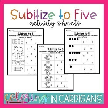 Preview of Subitize to Five Activity Sheets
