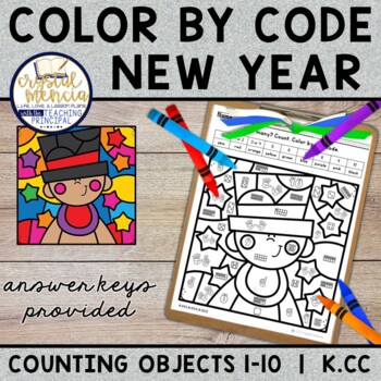 Preview of New Year Color by Code Subitizing 1 to 10 Mystery Pictures | Printable Activity