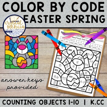 Preview of Subitizing 1 to 10 | Color by Code Mystery Spring Pictures for Kindergarten