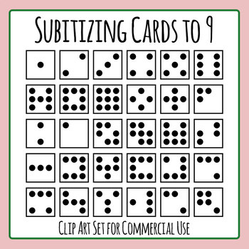 Preview of Subitizing Cards (Number Sense) to 9 Math / Counting Cards Clip Art / Clipart