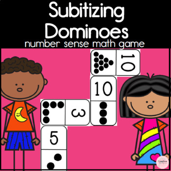 Preview of Subitizing Dominoes Math Game for Numbers 1 to 10 for Kindergarten