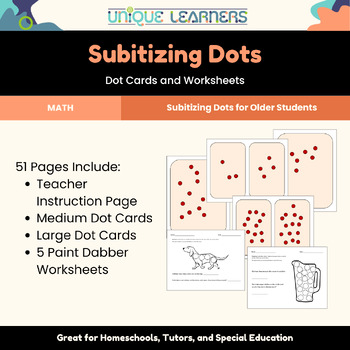 Preview of Subitizing Dots Cards and Worksheets