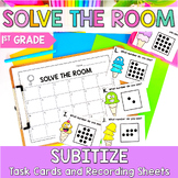 Subitizing First Grade Math Task Cards | Solve the Room Ma