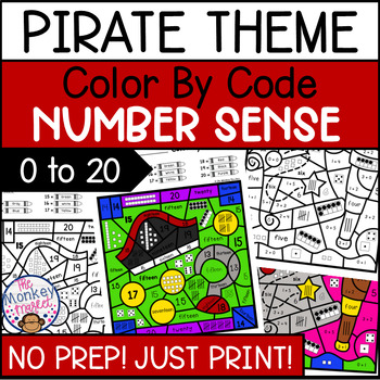 Preview of Subitizing Math Worksheets Color by Code Number Sense Pirate