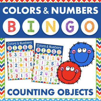 Preview of Counting Objects to 5 Number Recognition & Colors Bingo Kindergarten Subitizing