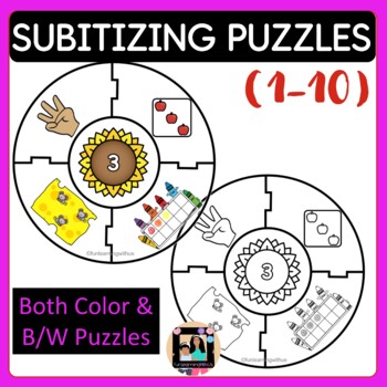 Preview of Subitizing Number Sense Math puzzles (1-10)|Kindergarten Number Recognition game